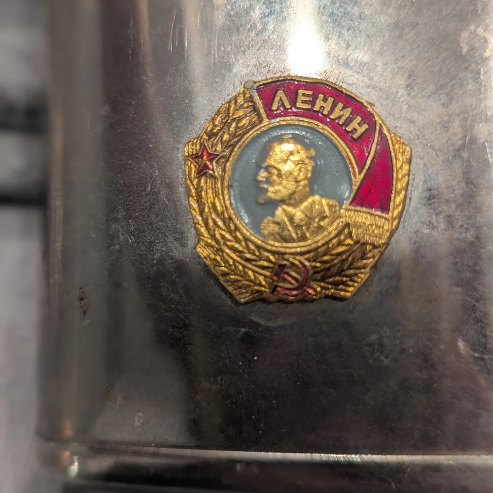 🏛️🥃 Cold War USSR Stainless Steel Flask | Soviet-Era Historical Collectible | - Picture 3 of 10
